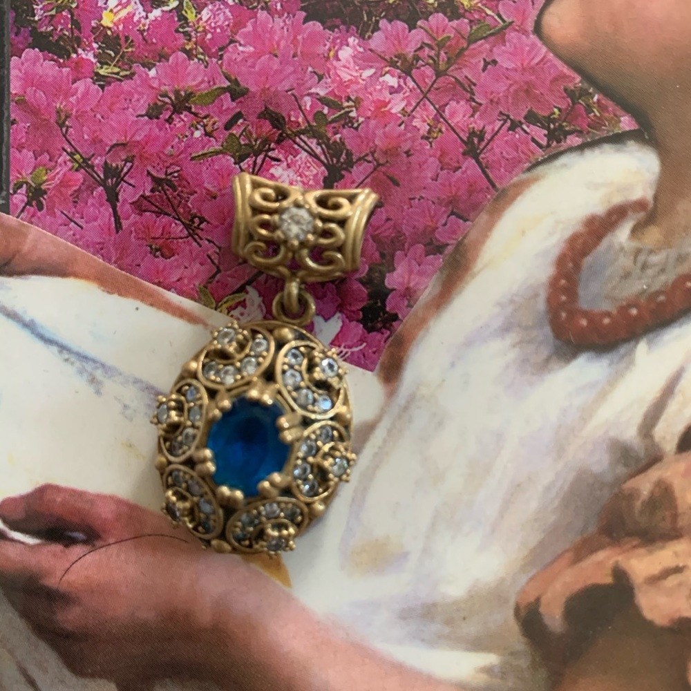 STERLING SILVER SAPPHIRE PENDANT GOLD VERMEIL